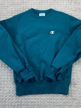 Champion Reverse Weave Sweater Women XS Teal Pullover Sweatshirt Pullover